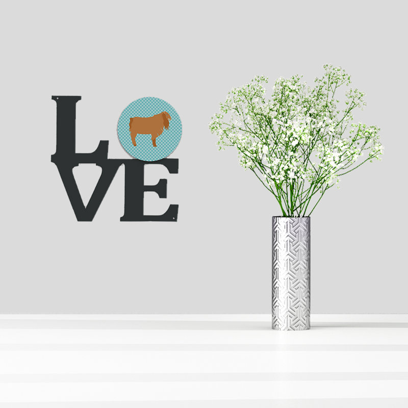 Décoration murale en métal love lamancha de chèvre american, Bleu