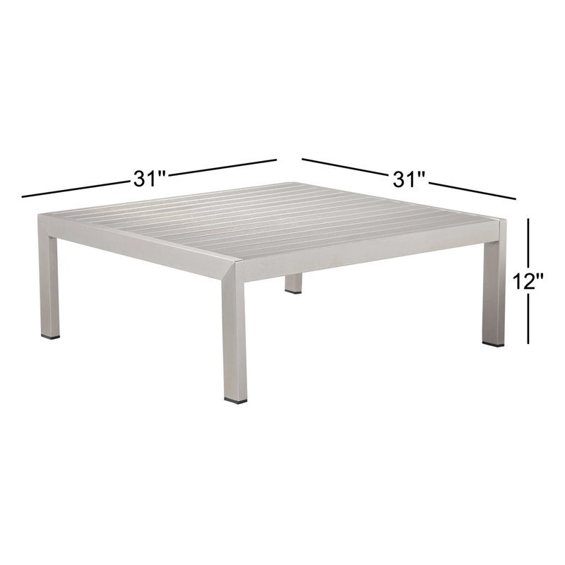 Cloud Coffee Table, Powder Coated White, Brushed Aluminum