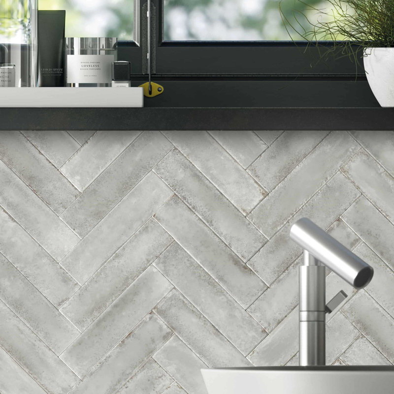 Metallica 2.5" x 9.5"  Bejmat Glossy Porcelain Tile, Gray