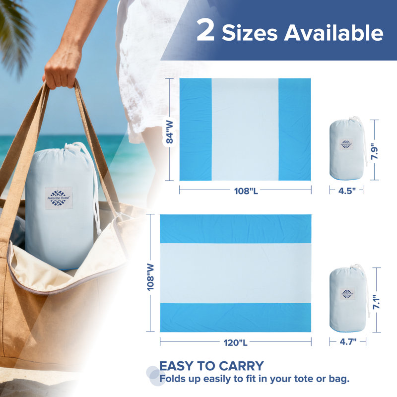 Couverture de plage imperméable Family, Bleu, L 108 po x P 120 po
