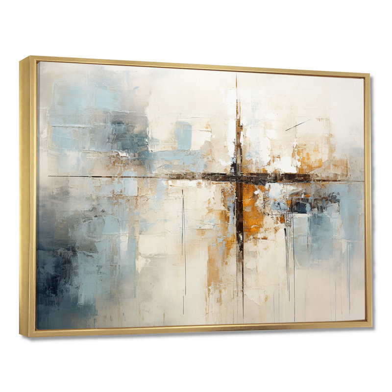 «Minimalisme Christianity Cross Dream I», art mural, Reproduction avec cadre flottant, H 34 po x l 44 po, Doré