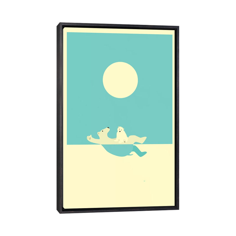 Art encadré, cours de natation II, H 40 po x l 26 po x P 1,5 po, Toile avec cadre noir patiné