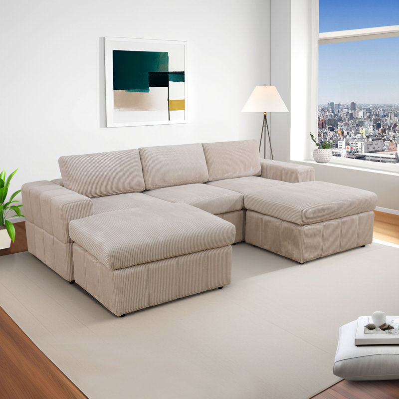 Canapé modulaire réversible en tissu de qualité supérieure avec repose-pieds de 104 po de largeur 104 po