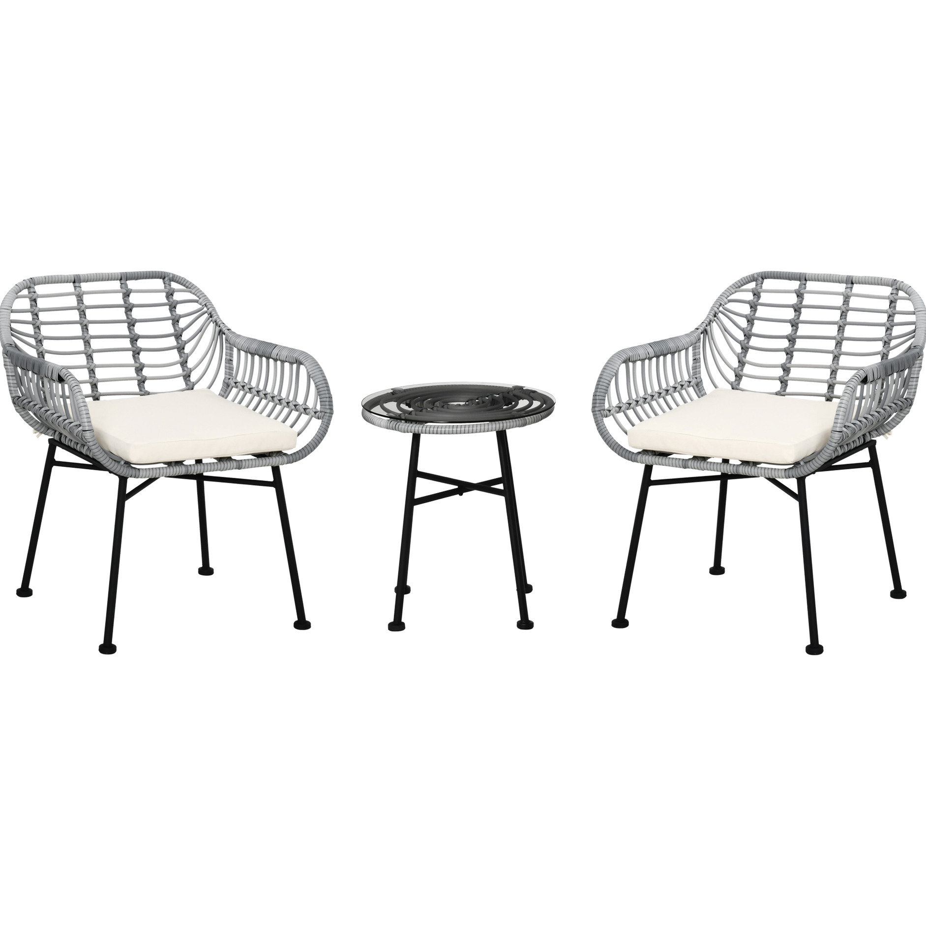 Ebern Designs 3 Piece Outdoor Bistro , Patio Furniture With Cozy ...