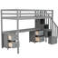 Lit mezzanine simple avec bureau et double rangement, rangement gris-979425821