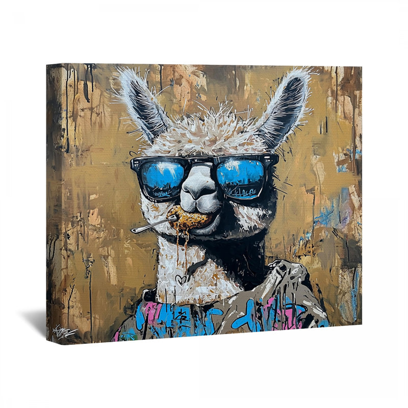 «Llama Portrait Canvas Wrap» - Humour, décoration murale, H 12 po x l 12 po