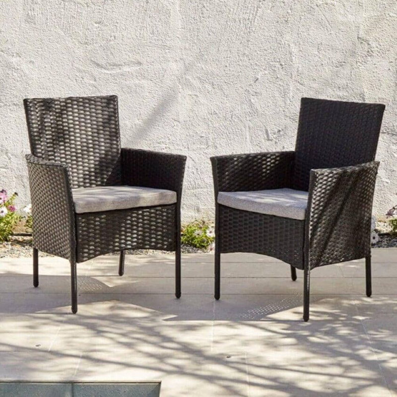 Renfoe 4 - Person Garden Lounge Set with Cushions, Black with Grey Regular Parasol