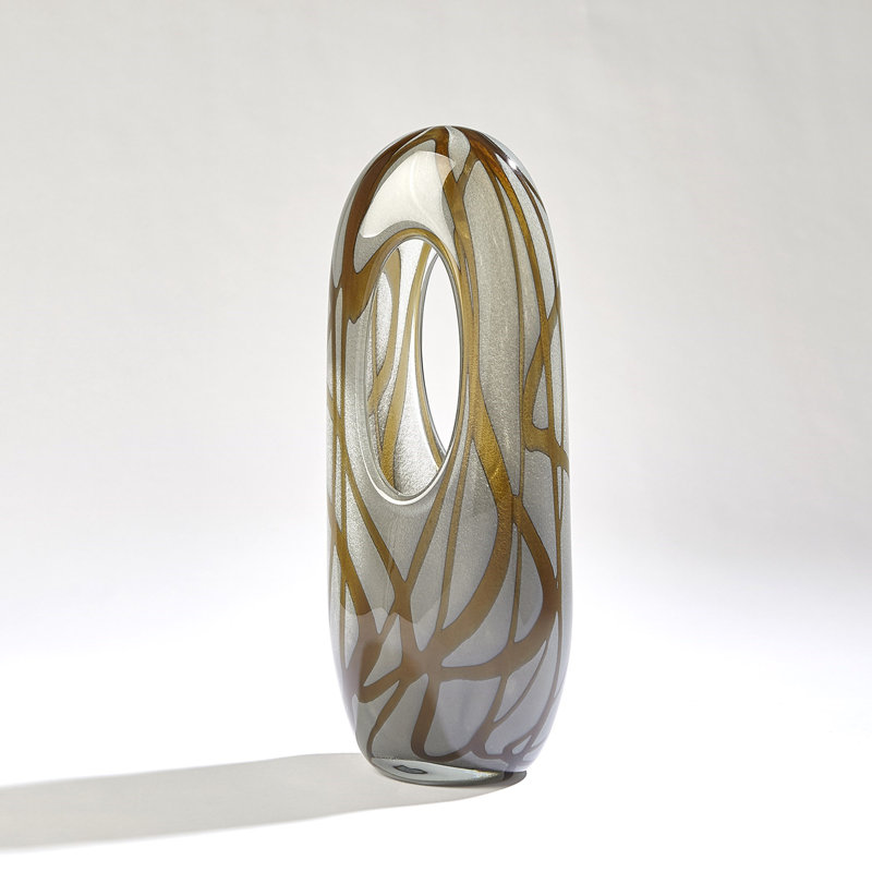 Handmade Glass Table Vase, 15" H x 6" W x 4.5" D