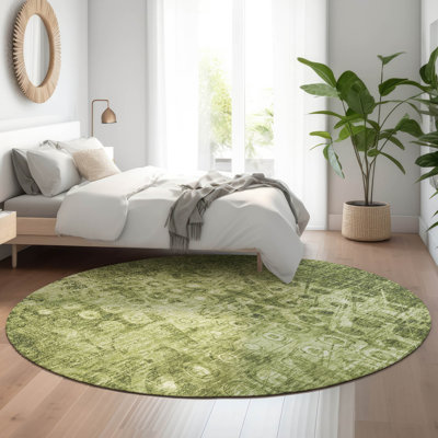 Tapis olive Cerrito AMF577 lavable à la machine de qualité supérieure