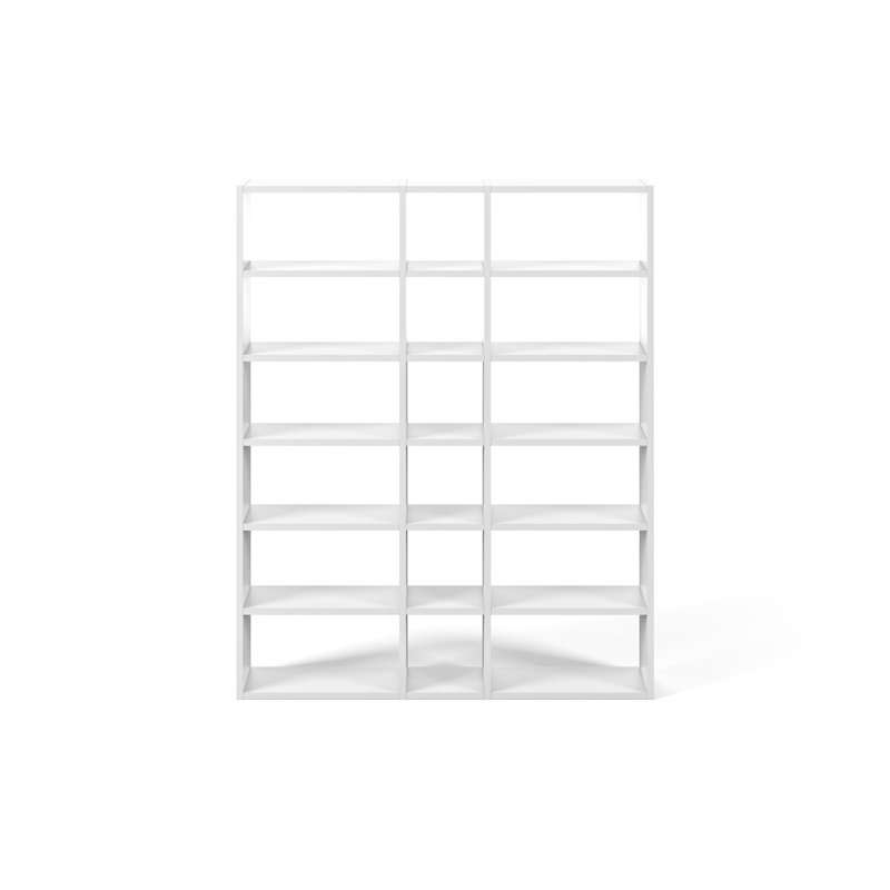 Logan 224cm H x 182cm W Geometric Bookcase, Matte White