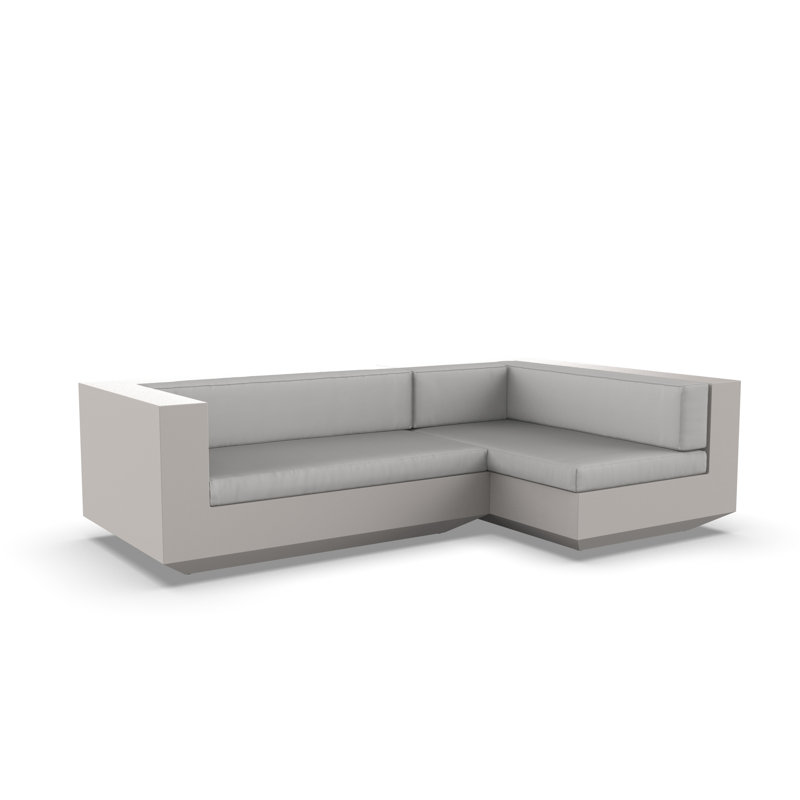 Vela 102.25" Wide Outdoor Reversible Patio Sectional with Cushions, Right Hand Facing, White, White