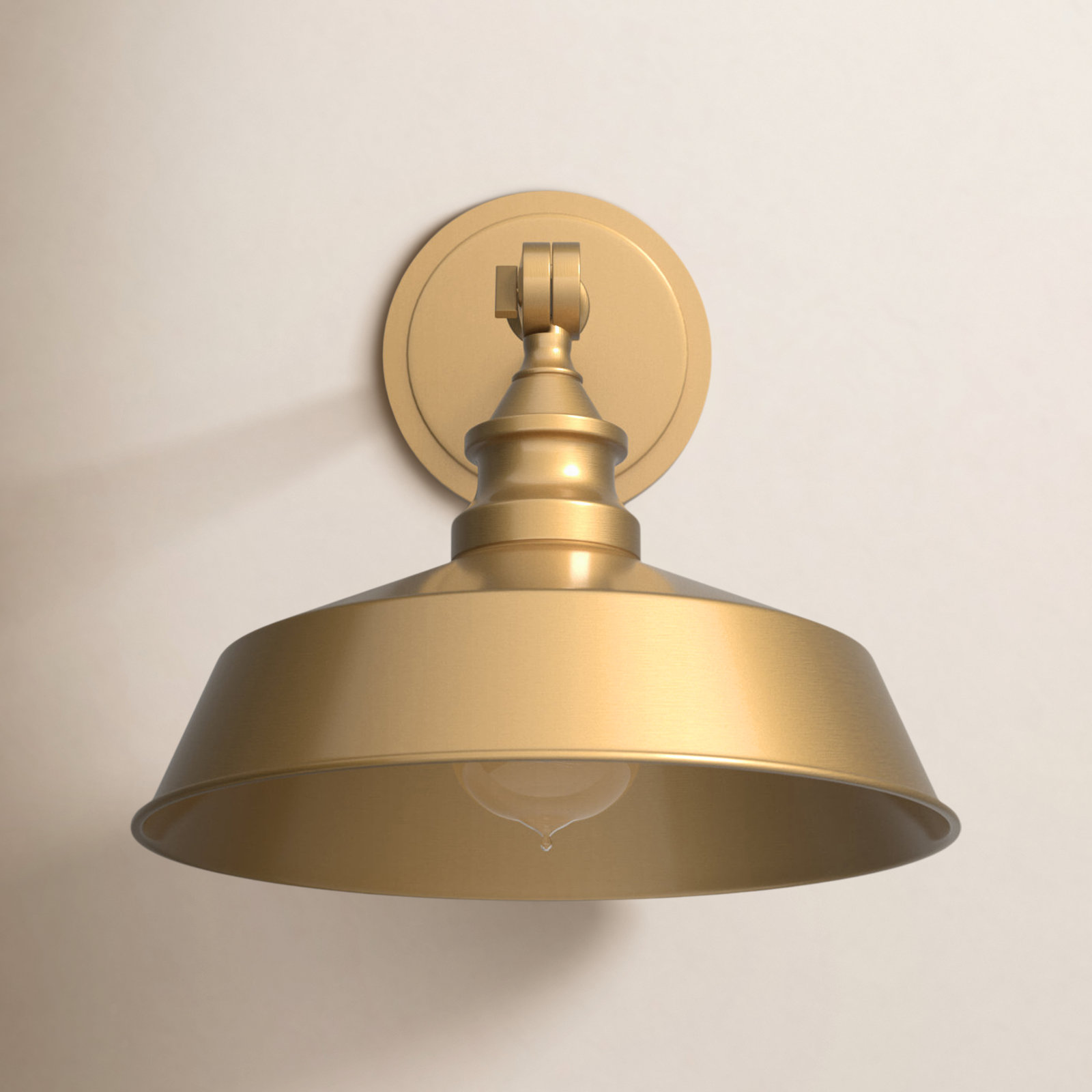 Jeb Single Light Dimmable Armed Sconce, Natural Brass