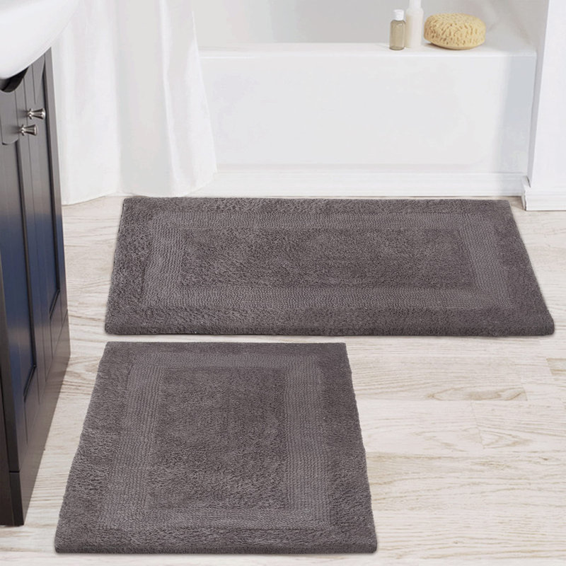 Eriksay Cotton Bath Rug, Gray