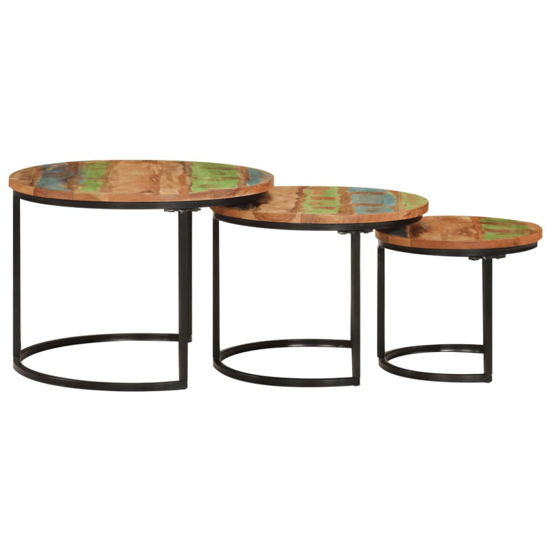 Tables gigognes en bois massif, Brun rustique