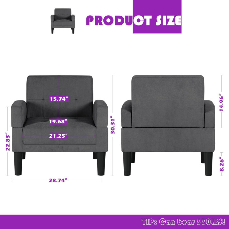 Britni Upholstered Armchair, Dark Gray 100% Linen