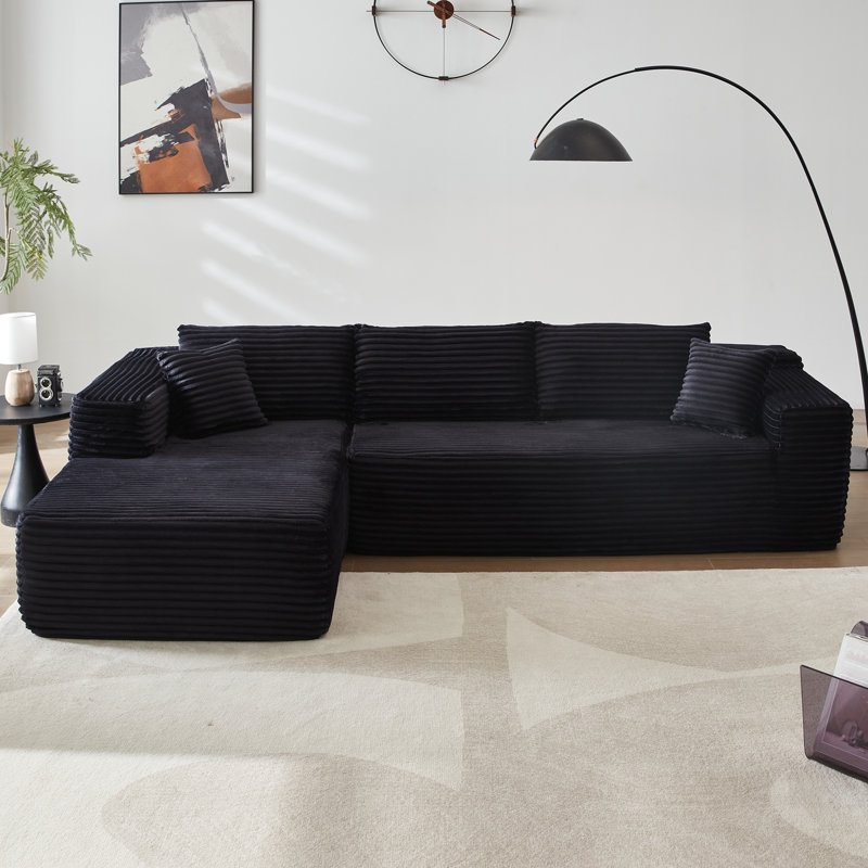 Canapé modulaire 2 pièces Rita, Orienté à gauche (vu de face), 100 % polyester noir