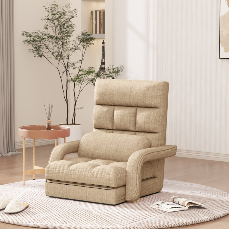 Adjustable Reclining Erogonomic Floor Game Chair With Meditation Armrest, Beige