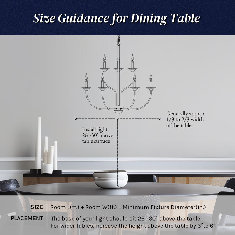 9-Light 30"W Candle Style Classic Chandelier, 31.9" H x 29.9"W x 29.9"D