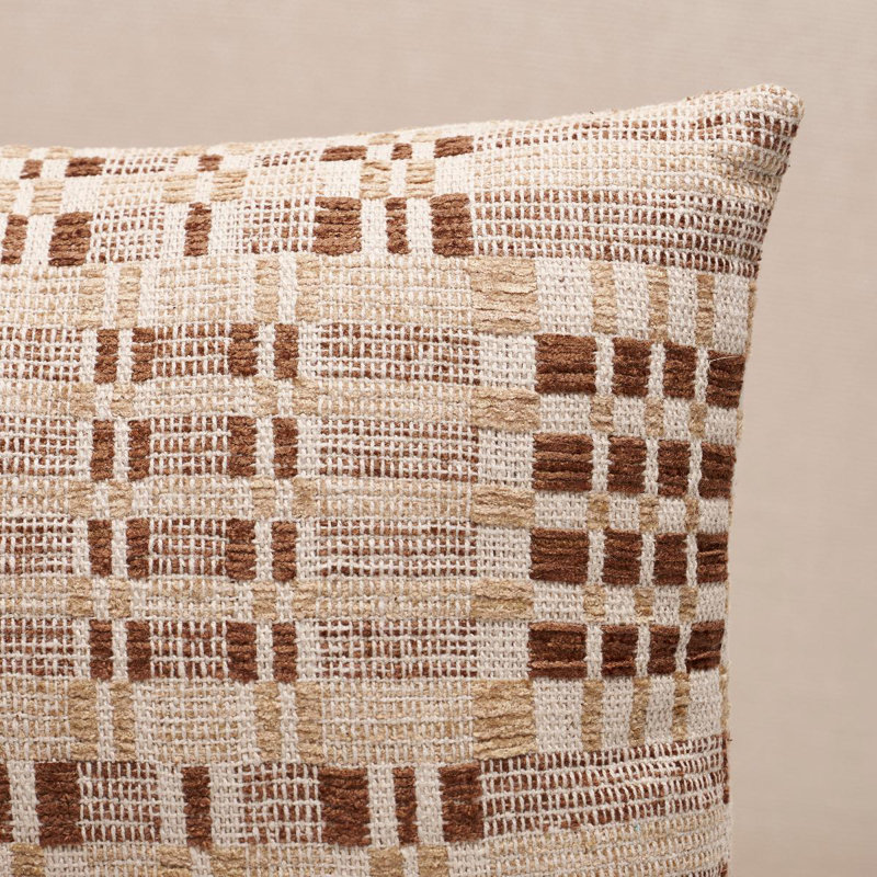 Brimfield Geometric Pillow Cover & Insert, Tan, Rectangle 12"H x 16"W