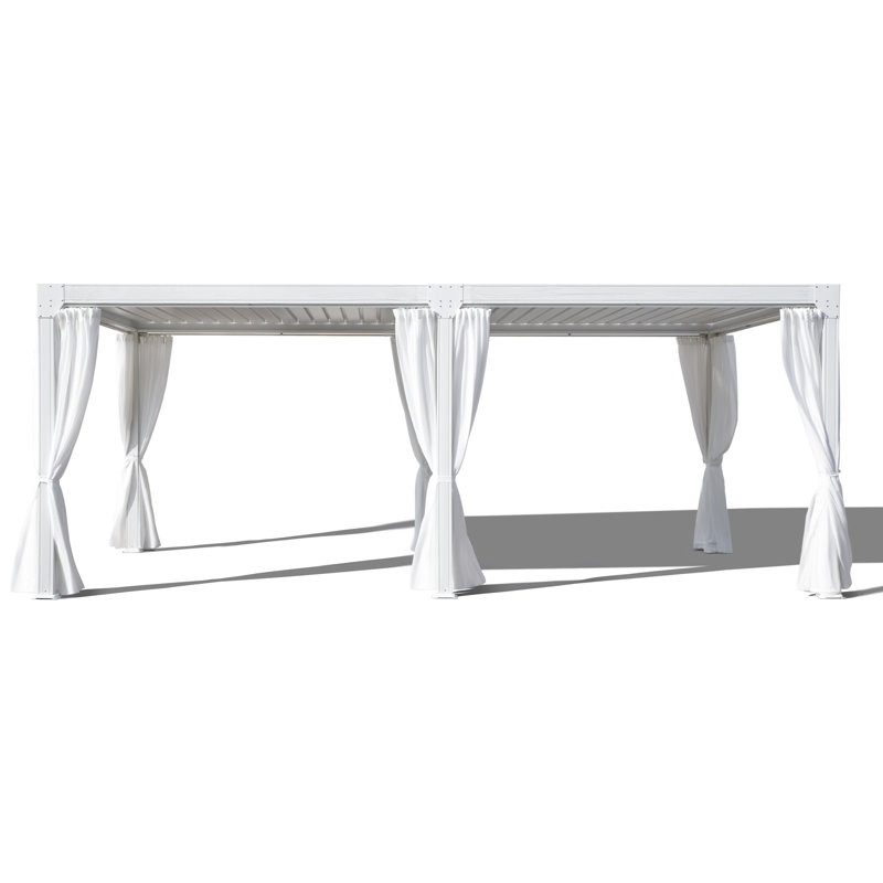 Pergola en aluminium à toit réglable, Beige, Cette toile d'ombrage triangulaire de 12 pi l 8 pi