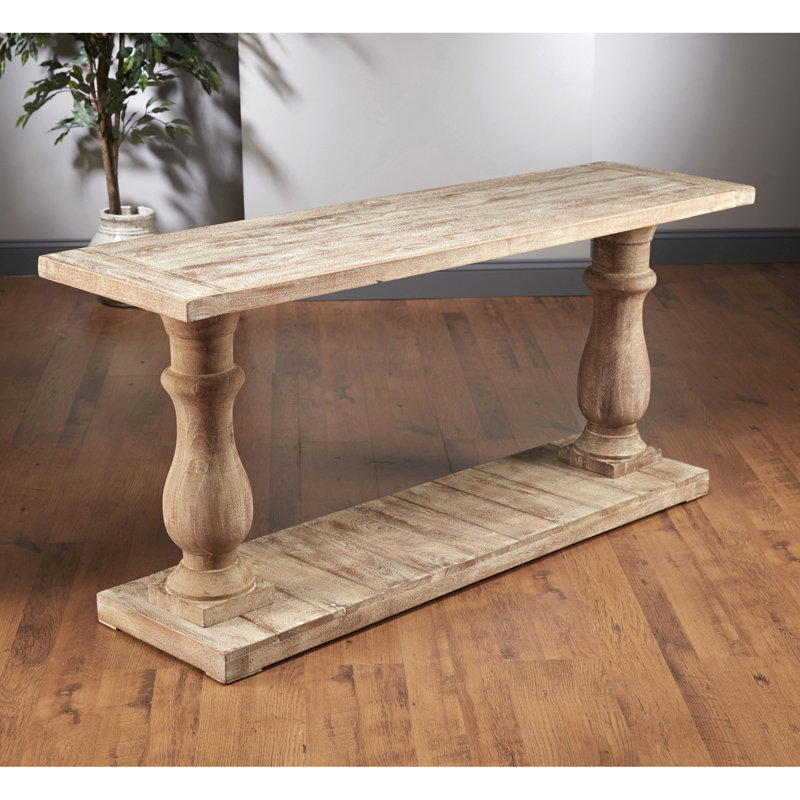 Console 30,5 "en bois massif, Gris patiné