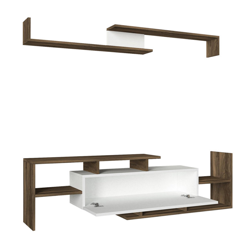 Meuble télé pour téléviseur de 32 po ou moins ChannelLe, Walnut/White