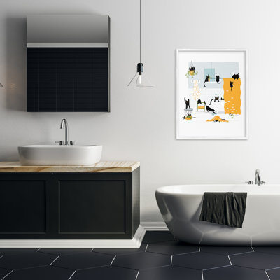 «Black Cats Bath», art de la giclée encadrée par Leeza Hernandez