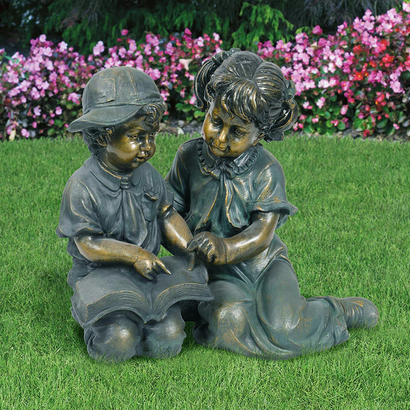 Girl and Boy Reading Statue