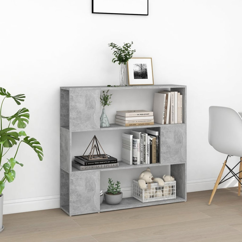 Lamyia 94cm H x 100cm W Standard Bookcase, Concrete Grey