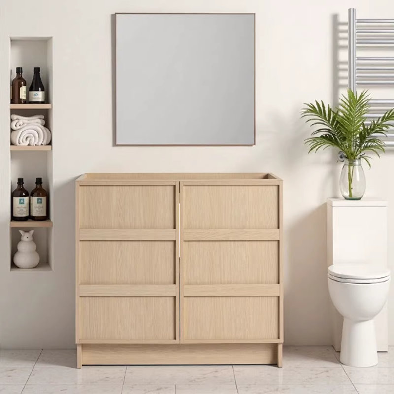 Meuble-lavabo moderne autoportant 36 po avec portes à fermeture douce, armoire en contreplaqué de chêne Dune (lavabo non inclus)