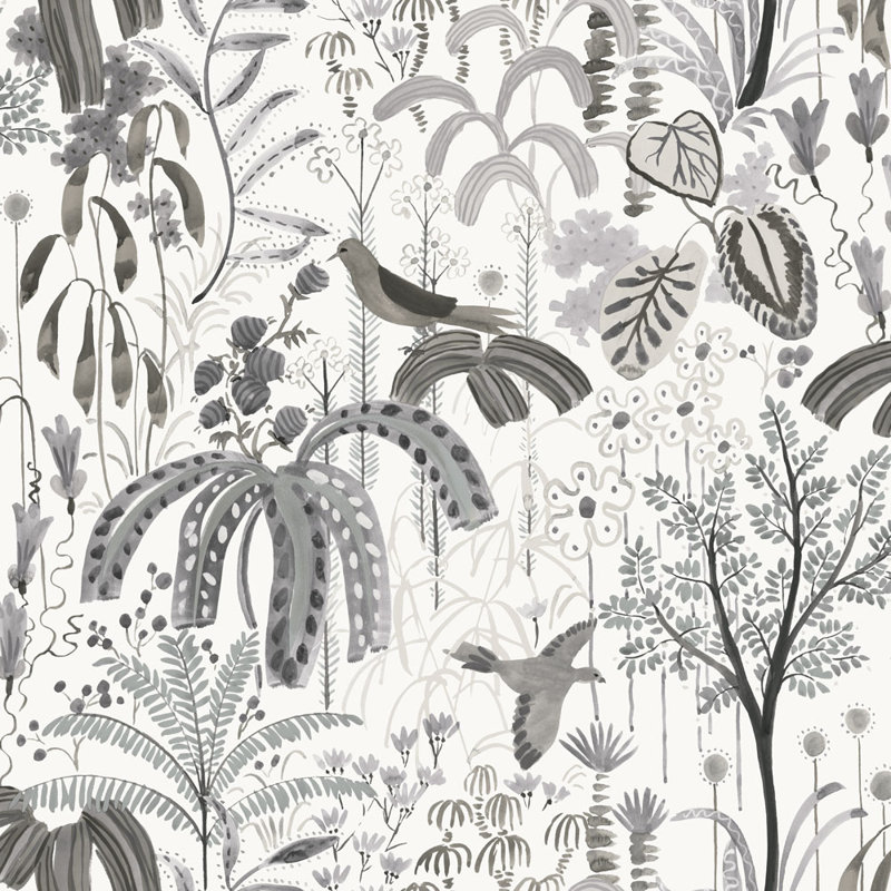 Loa 16.5' L x 20.5" W Peel and Stick Wallpaper Roll, Misty Gray