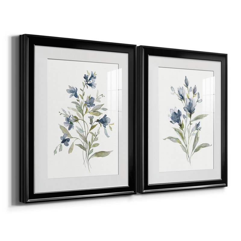 Linen Botanical III - ensemble de 2 reproductions d'art, Impression encadrée avec passe-partout, H 36,5 po x l 26,5 po, Noir