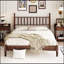 Grand lit plateforme en bois avec tête de lit en forme de gourde, lit plateforme de style rétro avec support à lattes en bois