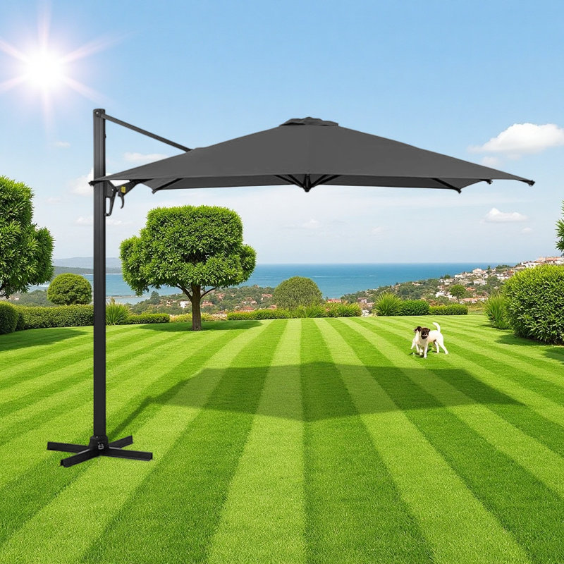 Parasol de grande taille rectangulaire en aluminium 10 pi, Gris