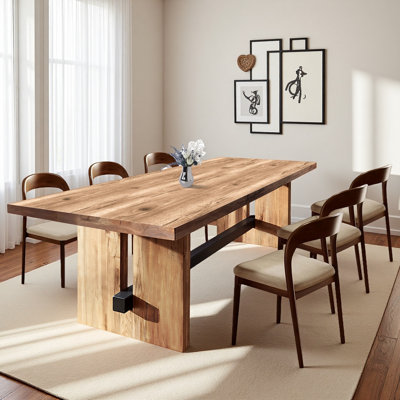 Bushey Rectangular Solid Wood Dining Table and Chair Set in Original Wood Color