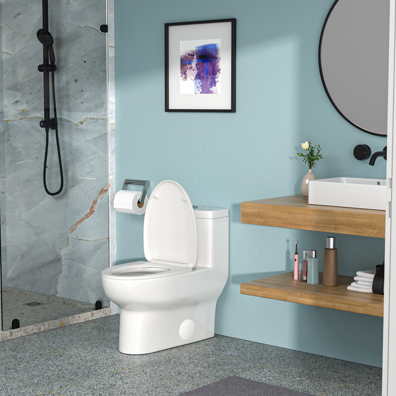 Toilette en céramique avec système de chasse double et siège confortable à technologie avancée sans couvercle