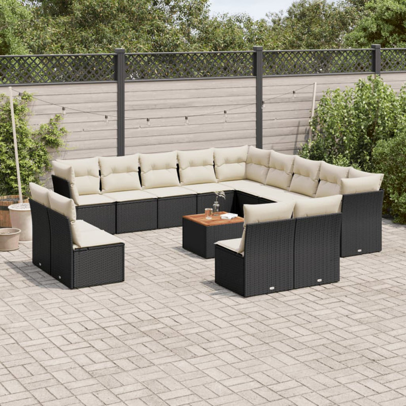 Ensemble de canapé de jardin Vidaxl noir, blanc crème