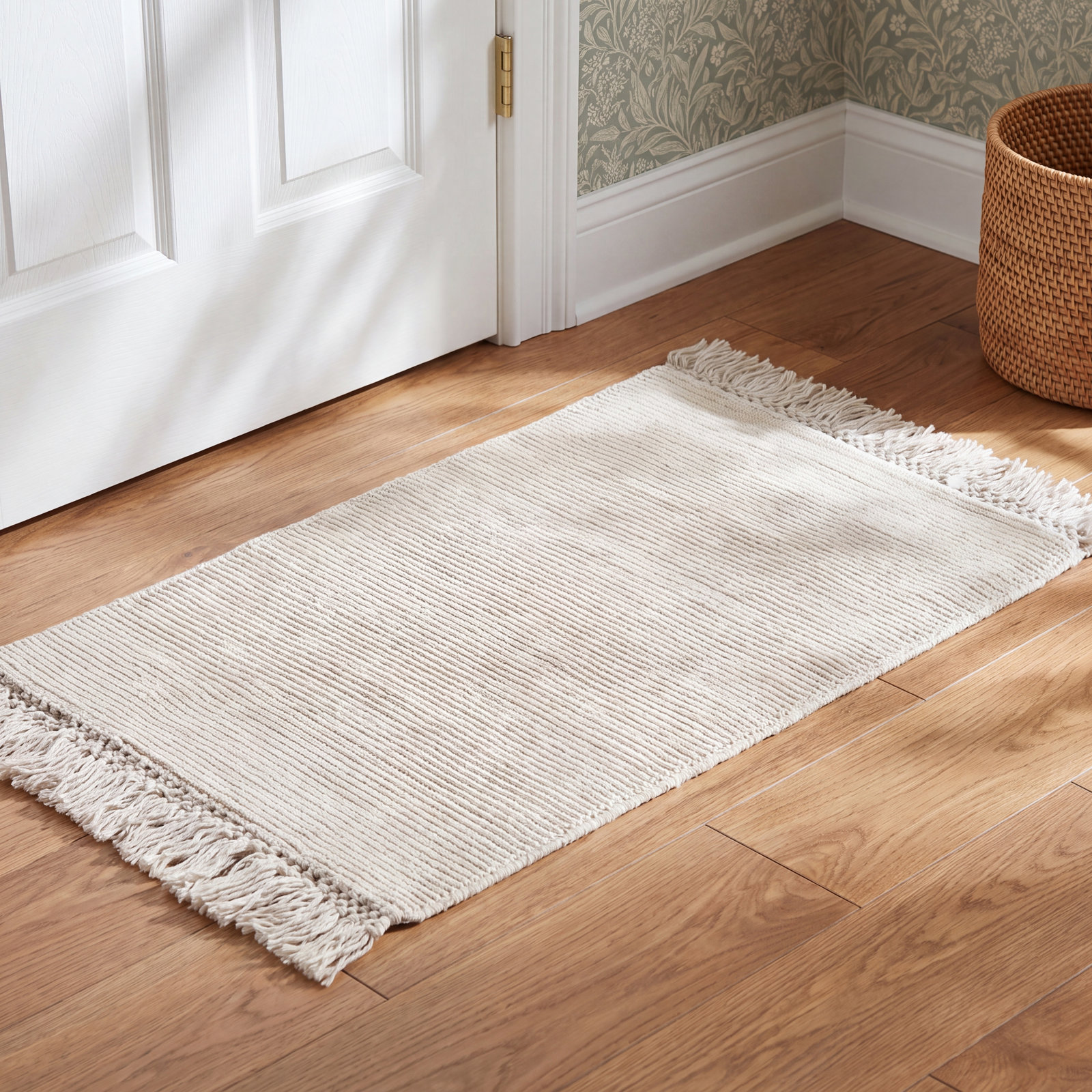 Liska White Hand-Loomed Rug, Rectangle 2' x 3'
