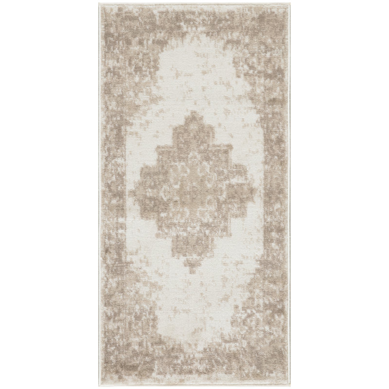 Burnie Oriental Ivory/Beige Area Rug, Runner 2'3" x 7'3"