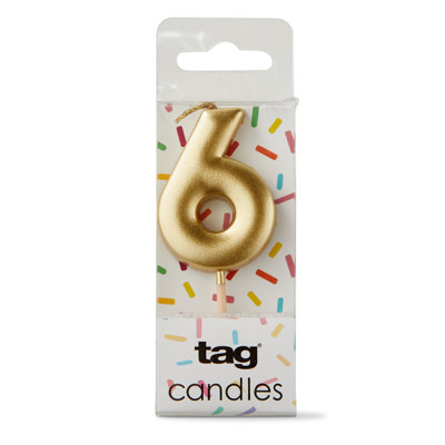 Célébration de fête d'anniversaire à la cire de paraffine dorée à 6 chiffres Metallic