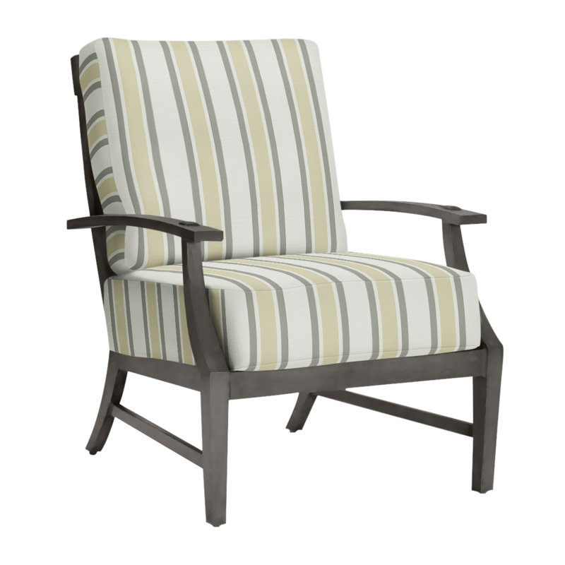 Croquet Patio Chair with Cushions, Slate Gray, No Welt, Intermix Bark