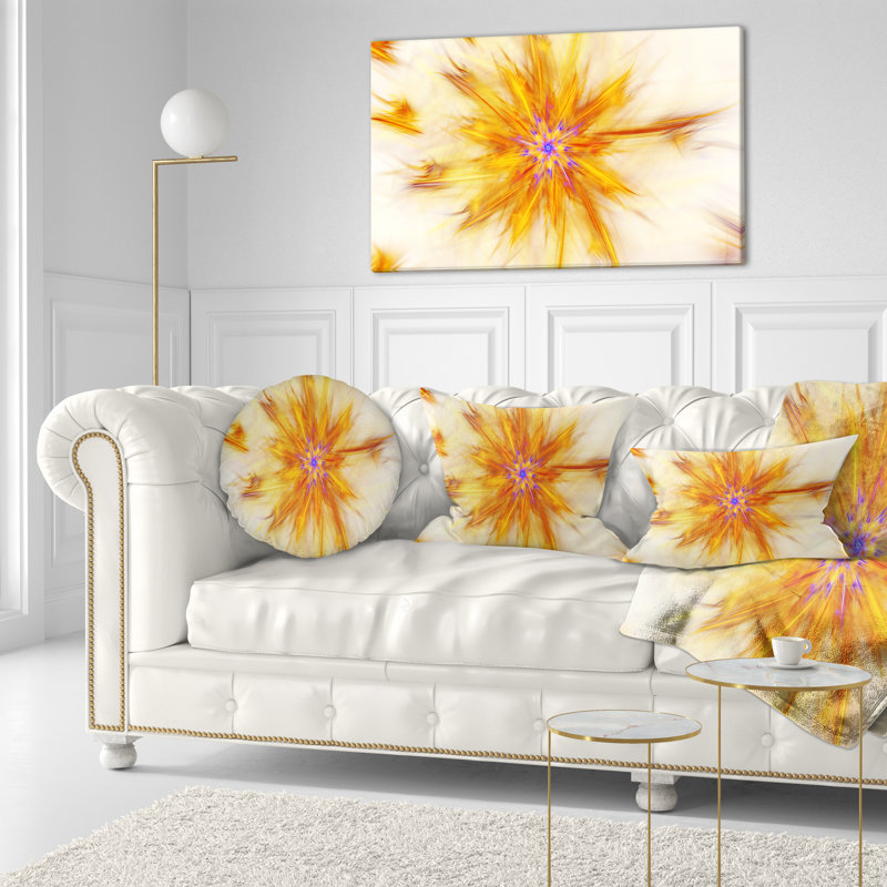 Coussin décoratif à fleurs exotiques jaune brillant