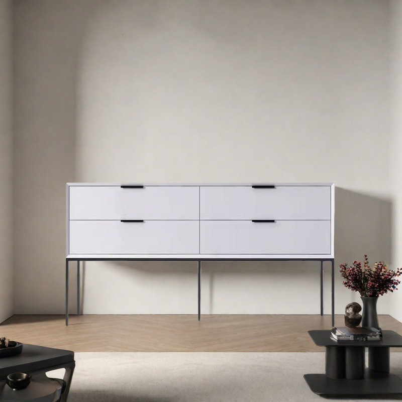 Modern Minimalist Practical Console Table, White, 31.5" H x 70.87" W x 15.75" D