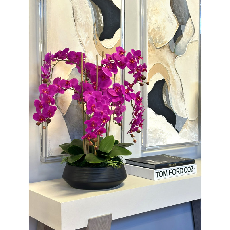 Orchid Centerpiece in Ceramic Pot, Pink