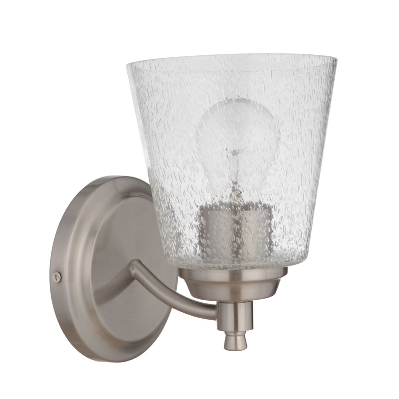 Yates Armed Sconce, Clear Seeded, Brushed Polished Nickel