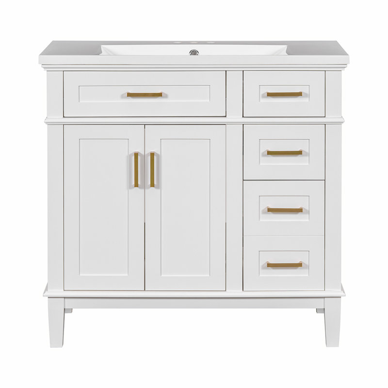 Base de meuble-lavabo simple 36 po seulement, Blanc