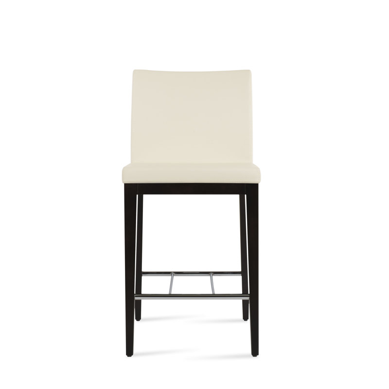Tabouret de bar Aria, Similicuir crème en microfibres de polyester et d, Wengé