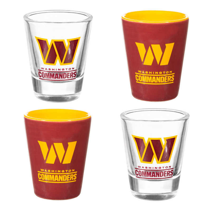 4 pièces en céramique et verre 2 oz Ensemble de tasses, Washington Commanders
