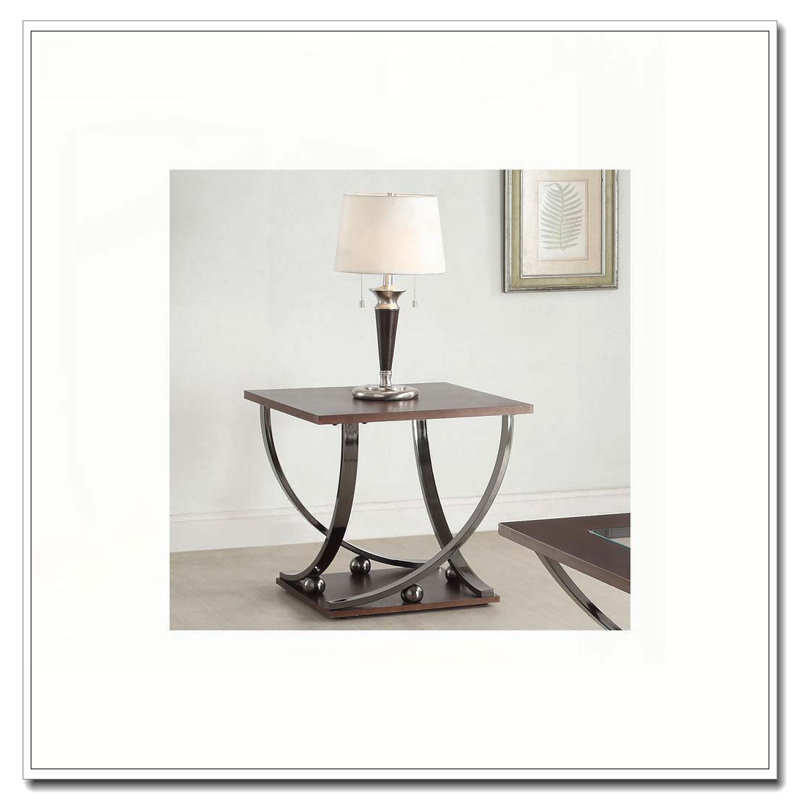 Table de bout en nickel noir avec tablette inférieure