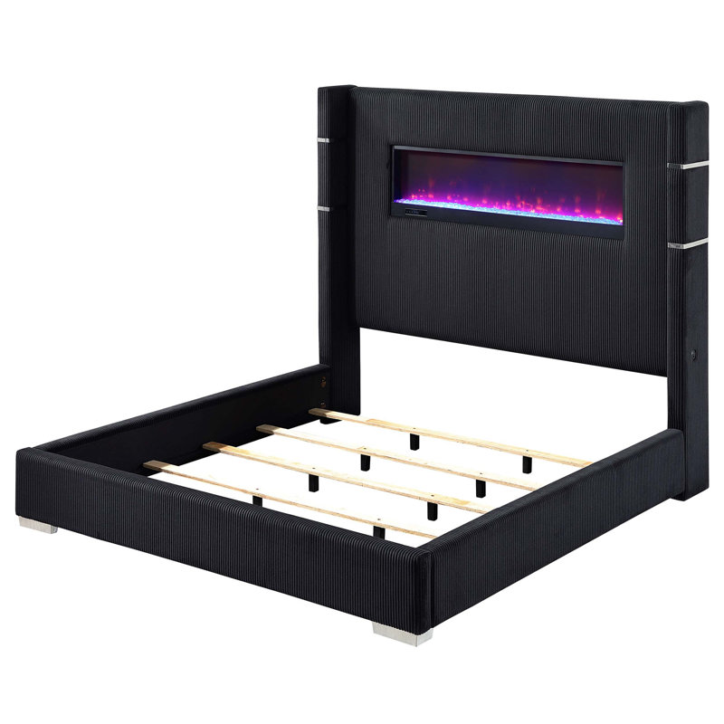 Lit pour grand lit Juda, Noir, Grand